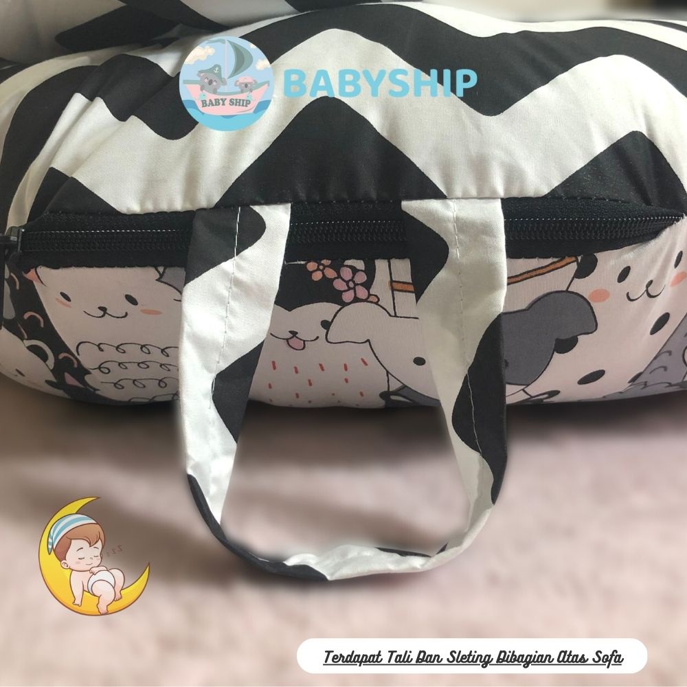 Sofa Bayi 2in1 Multifungsi Kasur Bayi / Baby Lounger Free Bantal dan Tas Mika COD [ Merk BabyShip ]