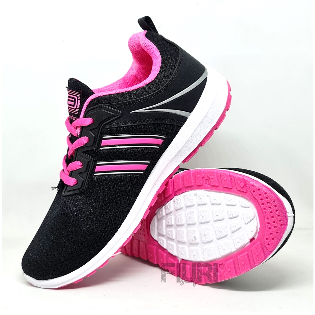 FIURI - ANDO - KAYLYN 37-40 HITAM PINK - SEPATU SNEAKERS SPORT KANVAS SOL KARET ANAK PEREMPUAN - SEPATU KETS TRENDY WANITA - SEPATU OLAHRAGA LARI FITNES SENAM KERJA KULIAH  BERTALI CEWEK MURAH PROMO DISKON BONUS KAOS KAKI