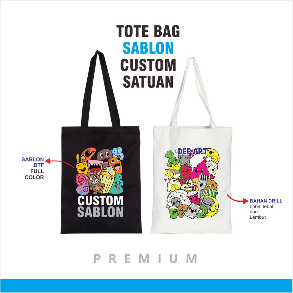 Tas Tote Bag Custom | Goodie Bag Sablon Custom Satuan