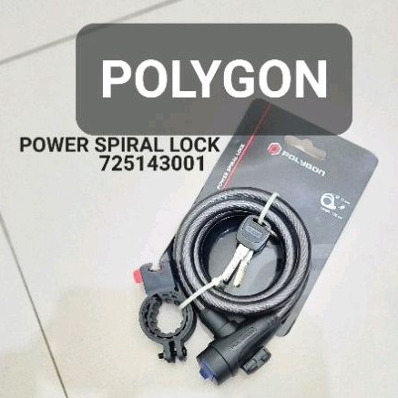 GEMBOK KUNCI PENGAMAN SEPEDA MERK POLYGON POWER SPIRAL LOCK 120 CM X 12 MM KUAT BAHAN MATERIAL BAJA