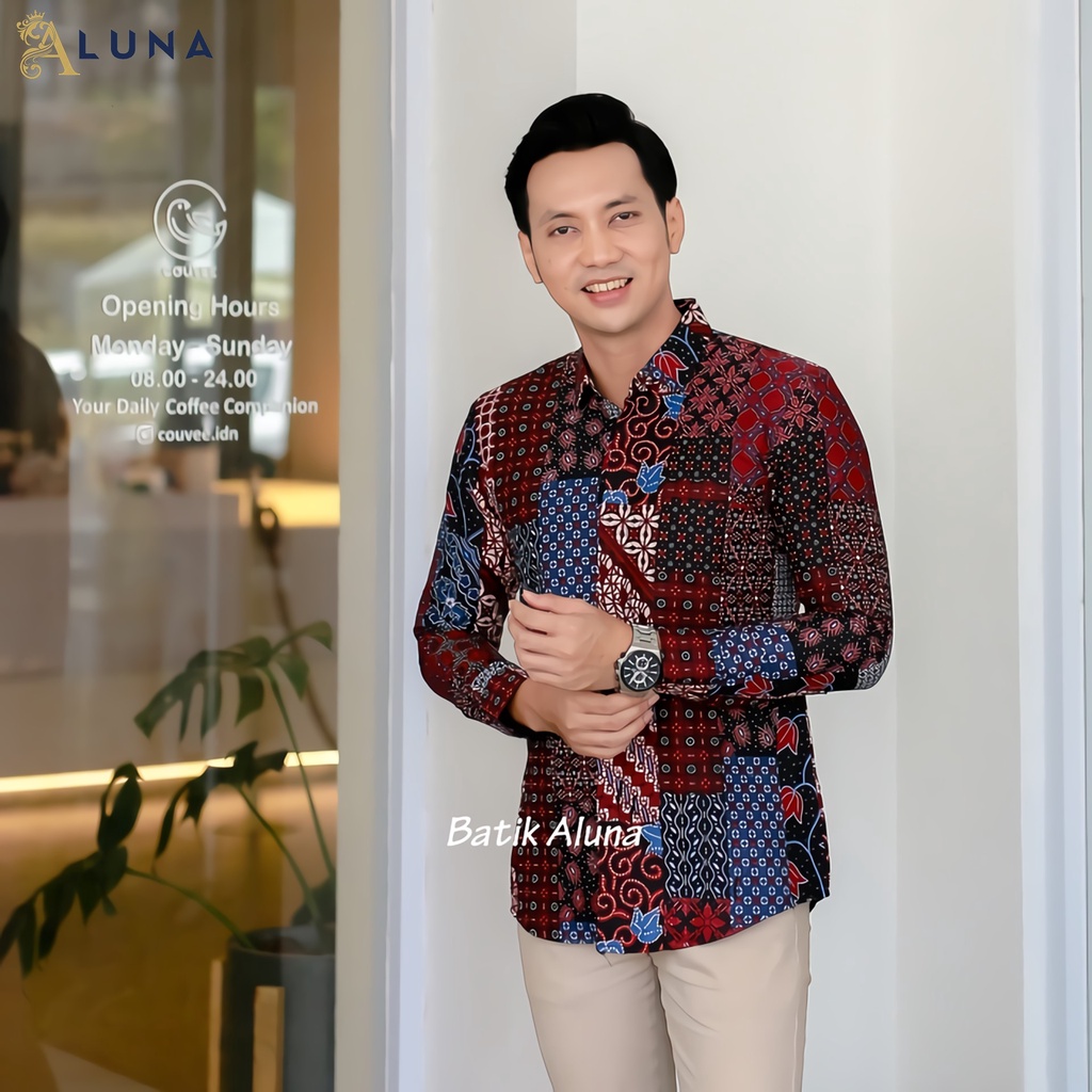 Batik Pria Lengan Panjang Slimfit Atasan Batik Premium Pria Cowo Batik Pekalongan Original Modern Seragam Kantor Jumbo SBA 11