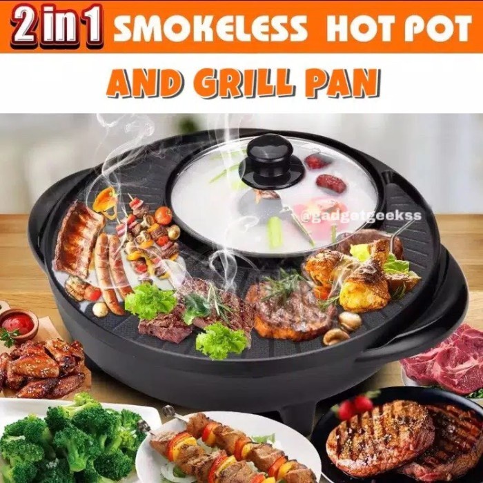 HOT POT SHABU 35CM ELEKTRIK BBQ GRILL PAN ELEKTRIK