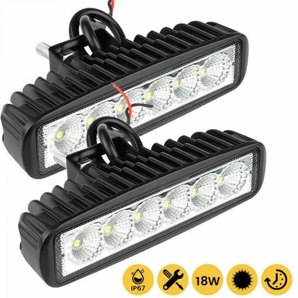 Lampu Mobil Tembak Sorot 6 LED Spot Lightbar Car ATV SUV 4WD 18W