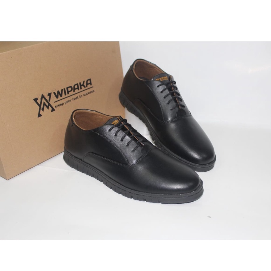 WIPAKA Original FullBlack Sepatu Kulit Pantofel Pria Kerja Kantor Terbaru Sepatu Formal Pria