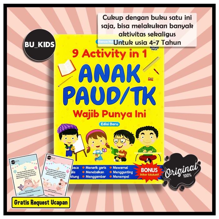Buku Buku Anak Aktivitas Paud Dan Tk - 9 Activity In 1 Anak Paud Dan Tk