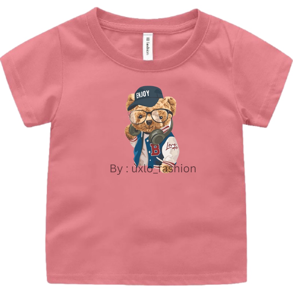 BAJU KAOS ANAK PEREMPUAN DAN LAKI MURAH MOTIF BEAR LUCU BERUANG ENJOY UMUR 2 3 4 5 6 7 8 9 TAHUN UXLO FASHION