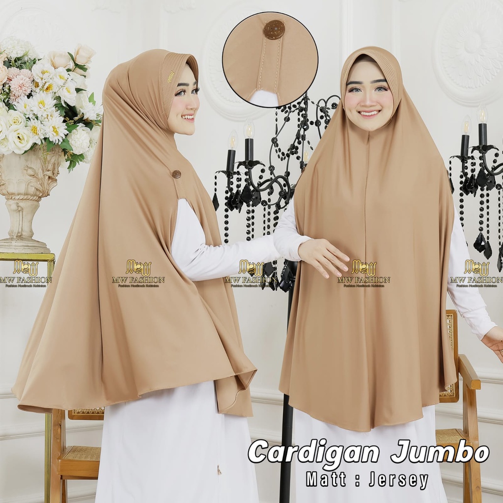 GROSIR HIJABKU Jilbab Cardigan Jersey Jumbo Tangan Bolong Variasi kancing Batok (Cardigan Jumbo)