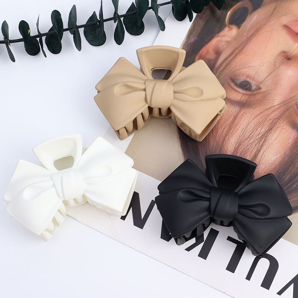 Hair Claw Back Head Shark Jepit Rambut Gadis Korea INS Style Acrylic Bow Hair Clip Headwear Aksesoris Rambut Hair Pin Vintage Besar Elegan Ladies Wanita