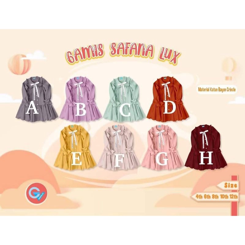 GAMIS SAFANA LUX/GAMIS ANAK/GAMIS RAYON CRINKLE ANAK/BAJU MUSLIMAH ANAK/BAJU MUSLIM ANAK PEREMPUAN/G