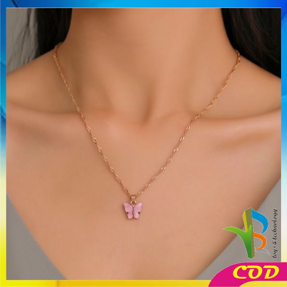 RB-K76 Kalung Kupu Kupu Butterfly Kalung Rantai Akrilik Kupu Kupu Korean Fashion Kalung Rantai Wanita Aesthetic Import Ala Korea