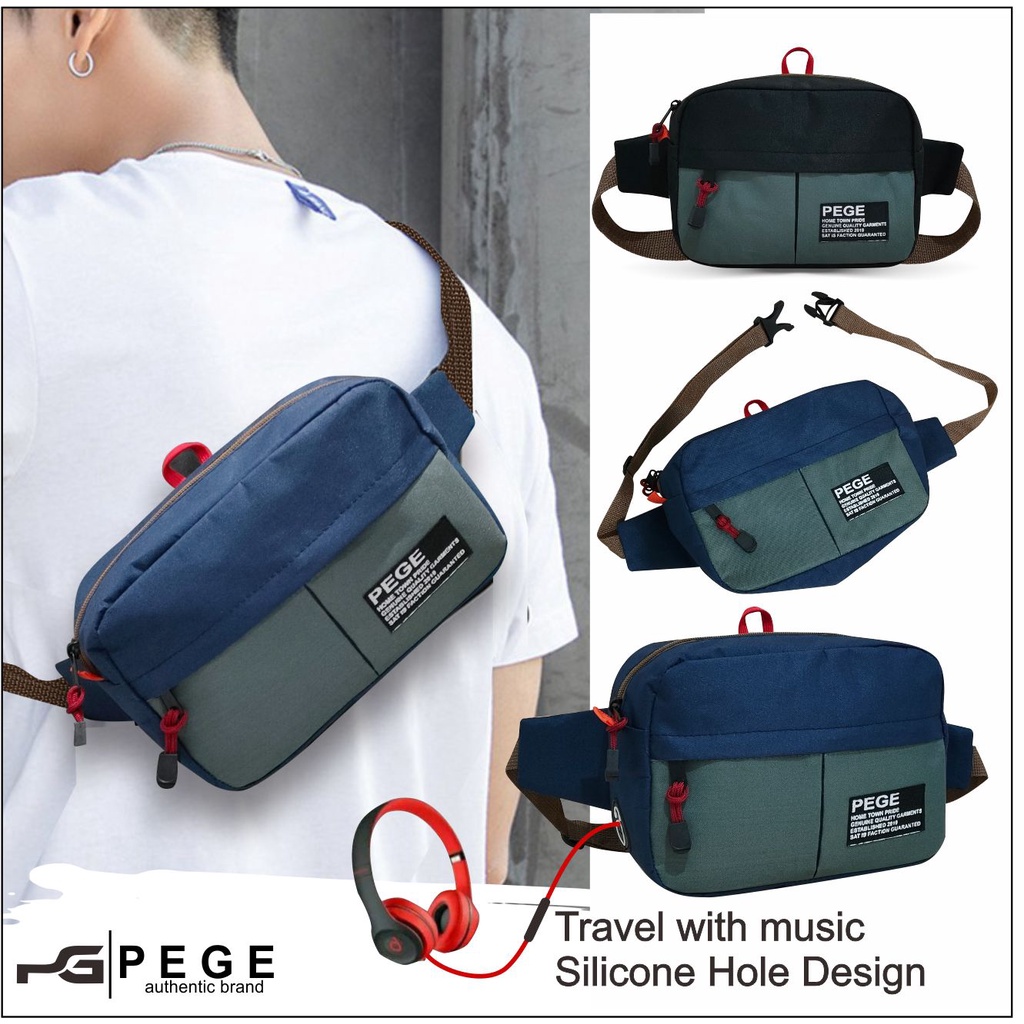 Tas Selempang Bahu Pria PEGE Frey Model Casual Trendy Slingbag Kombinasi - PG 8944