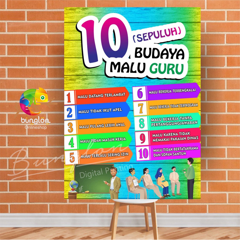 Poster Budaya malu Guru, Kode Etik Guru, 5S, Budaya Malu Siswa, Aturan Kelas Kami, Edukasi Anak