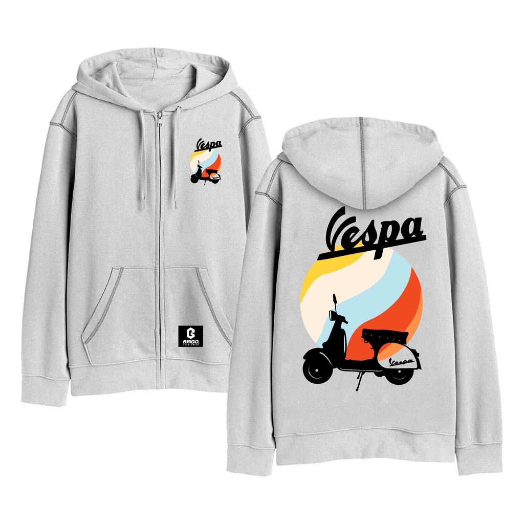 BRIGO X VESPA CLASIC Zipper Jumper Hoodie II Sweater Hoodie Resleting BRIGO X VESPS Sablon DTF Fleece Cotton IIM-XXL (Pria &amp; Wanita) Free stiker&amp;Gantungan Kunci