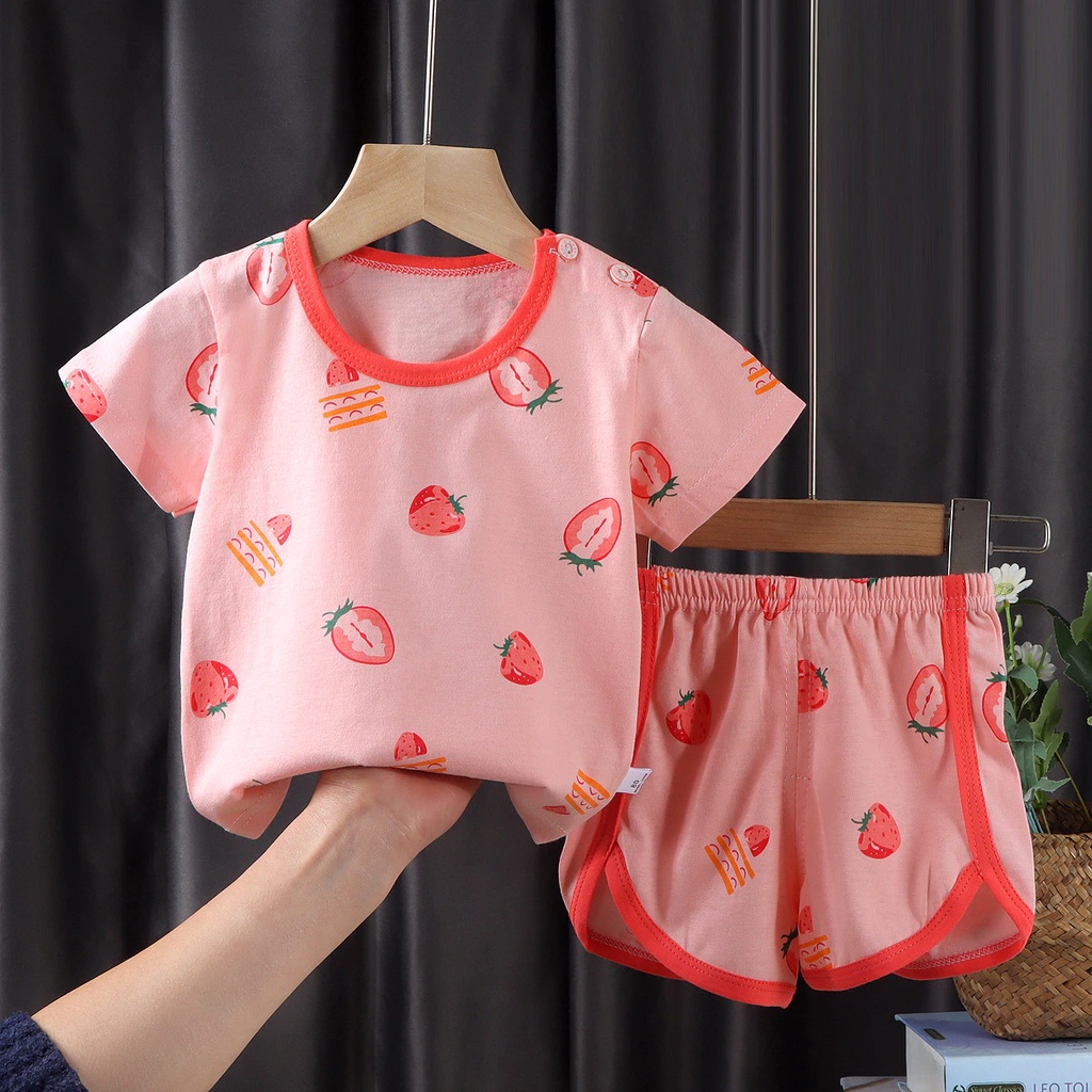 Baju anak baju bayi import Korea base putih karakter printing anti luntur setelan anak stelan bayi