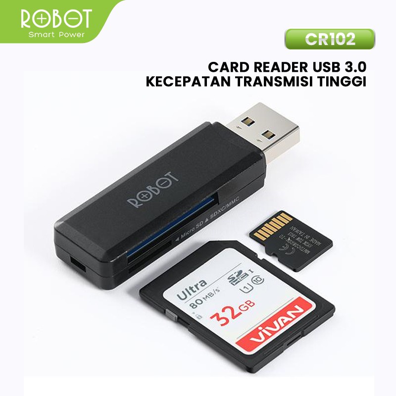 CARD READER ROBOT CR102 USB3.0 MICRO SD CARD READER DUAL SLOT