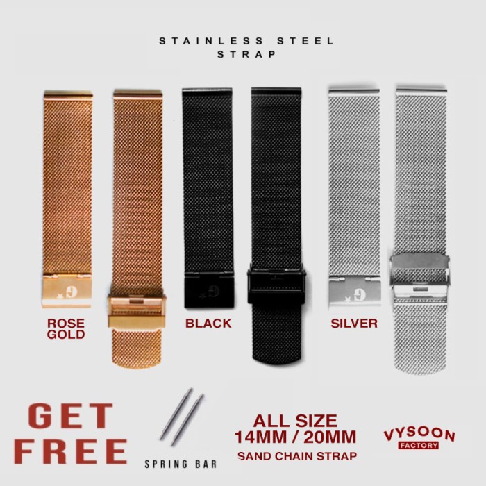 TALI JAM 14MM / 20MM / STRAP WANITA PRIA / STAINLESS STEEL STRAP JAM