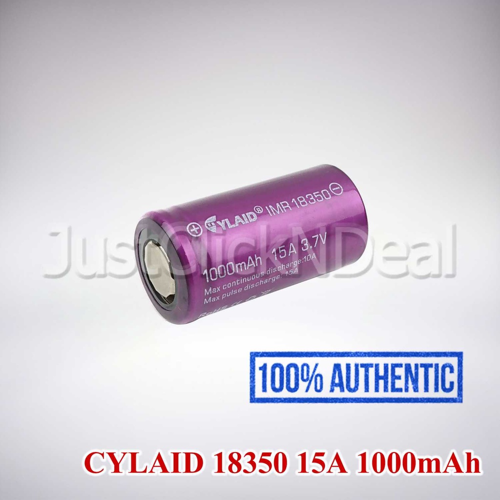 Baterai Cylaid 18350 Ungu ImutBaterai 18350 Cylaid 15A 1000mAh [Authen