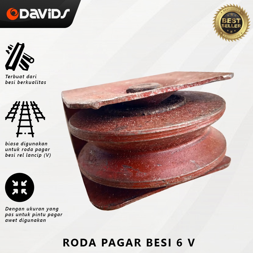 Roda Pagar Besi Rumah Pintu Gerbang Baja Dorong Sleding 6cm V