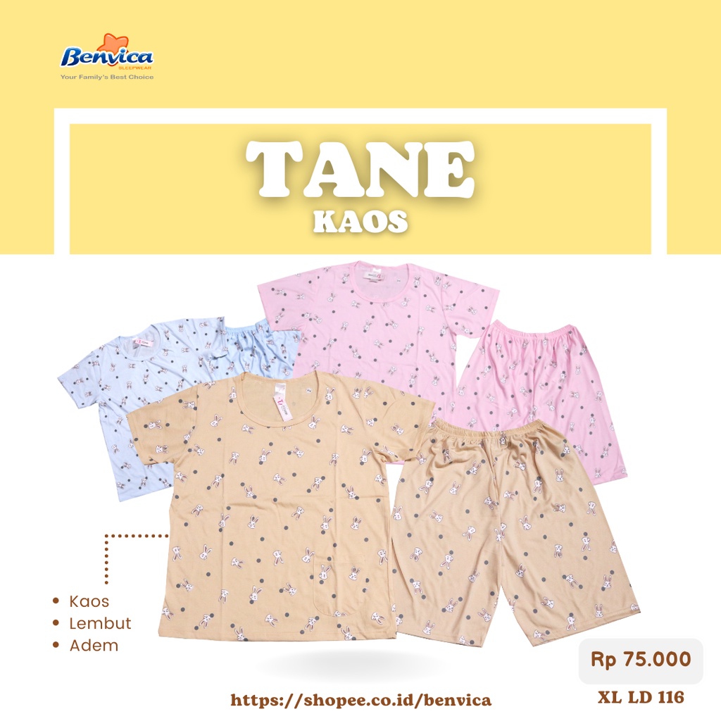 BAJU TIDUR SETELAN PENDEK XL KAOS TANE - D