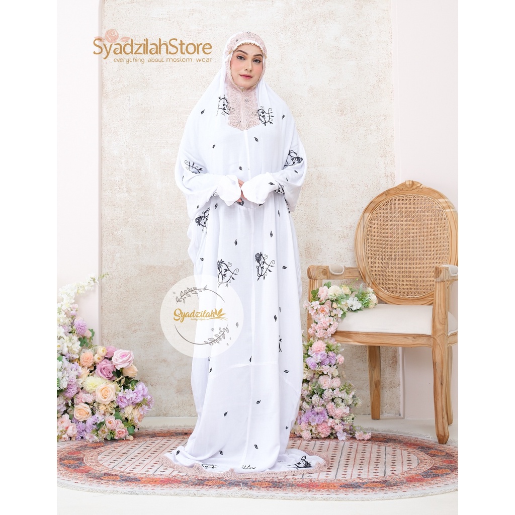 SYADZILAH - Mukena Terusan Dewasa Bordir Bunga Rose Love