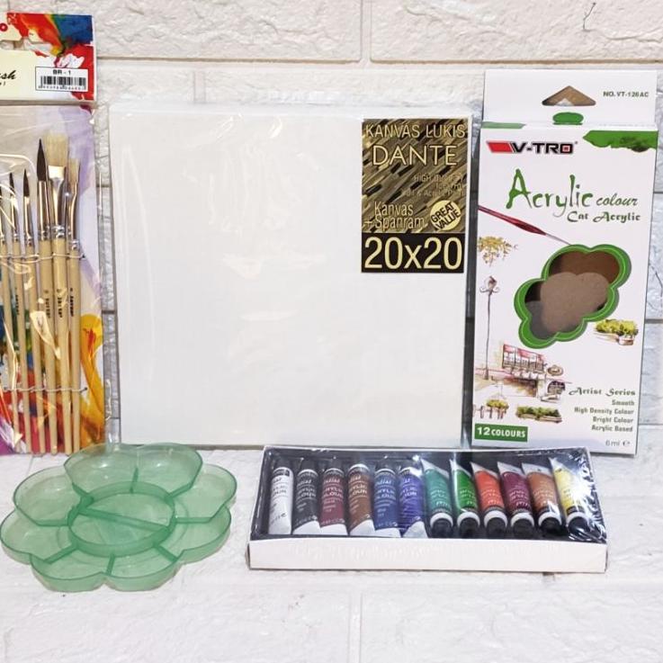 

[PRODUK KSPUF] PAKET MELUKIS SET Kanvas 20X20 Kuas Palet EF0