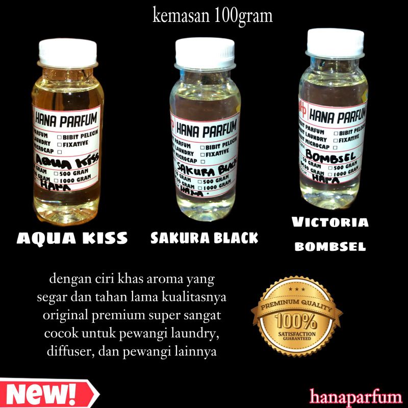 Bibit Murni Parfum Laundry AquaKiss, SakuraBlack, VictoriaBombsel 100gram original premium super by hanaparfum
