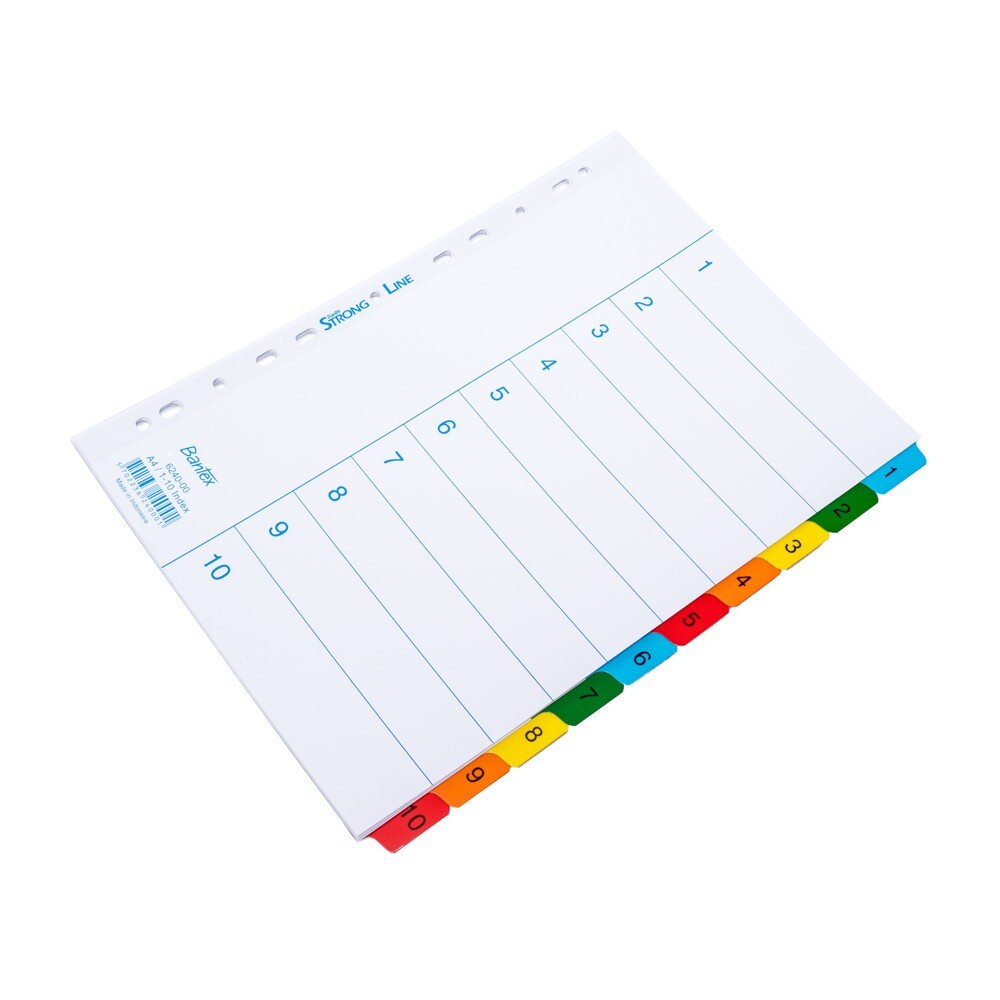 

Bantex PP Pembatas Kertas Binder Divider Ordner A4 10 Lembar Index Angka