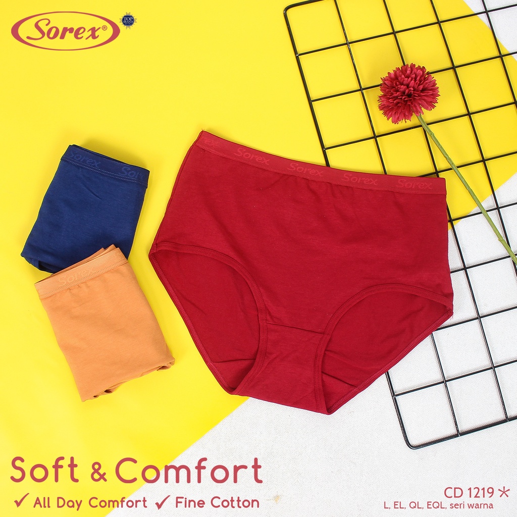 3 Pcs Celana Dalam Wanita SOREX 1219 - MAXI Cutting - Soft &amp; Comfort CD Underwear - Pakaian Dalam Wanita Katun Cotton