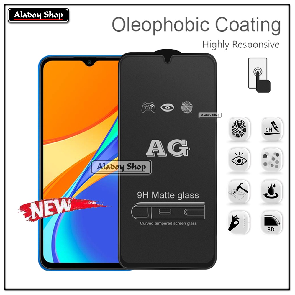 Paket 3IN1 Tempered Glass Layar Matte Anti Glare XIAOMI REDMI 9C Free Tempered Glass Camera dan Skin Carbon