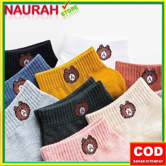 KAOS KAKI MATA KAKI MOTIF BERUANG BEAR BROWN SOCK ANKLE PENDEK MATA KAKI KOREA STYLE