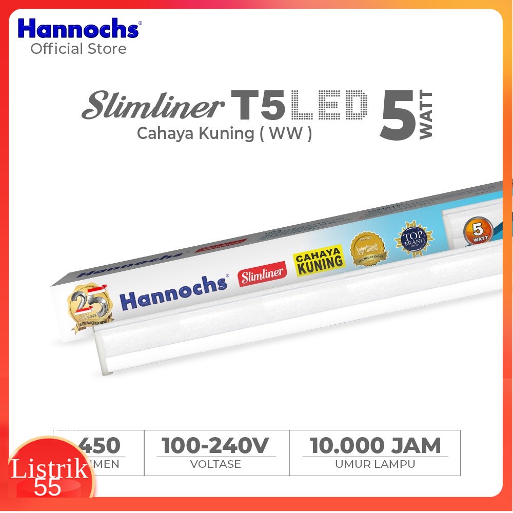 Hannochs Slimliner T5 LED 5 Watt Cahaya Kuning - Lampu Neon