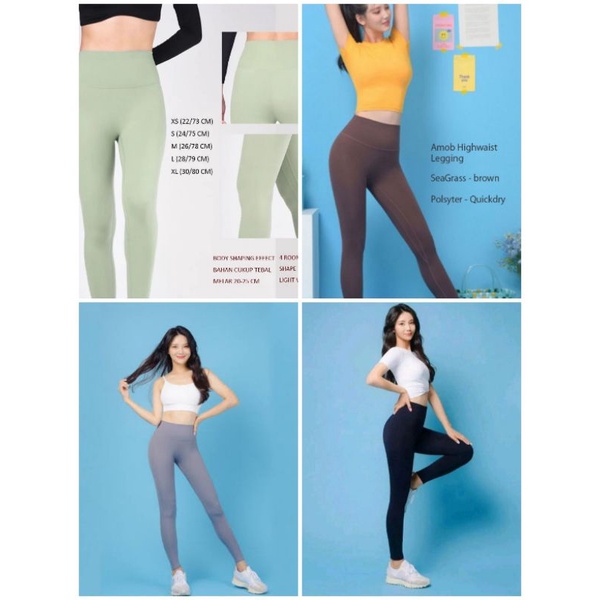 AMOB active highwaist body shaper non pocket capri legging NO PAPERBAG