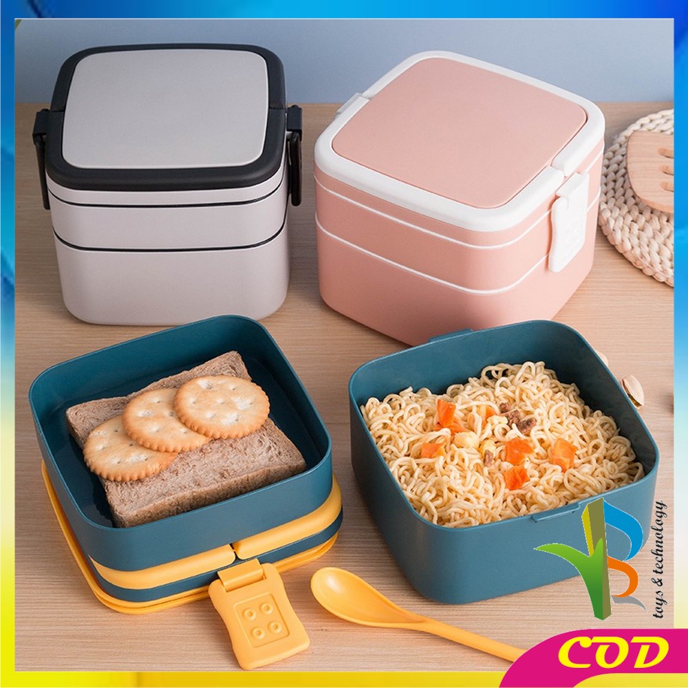 RB-C478 Kotak Makan 2 Tingkat Lunch Box Susun Material Plastik Food Grade Tempat Bekal Makan Double Layer Rantang 2 Tingkat