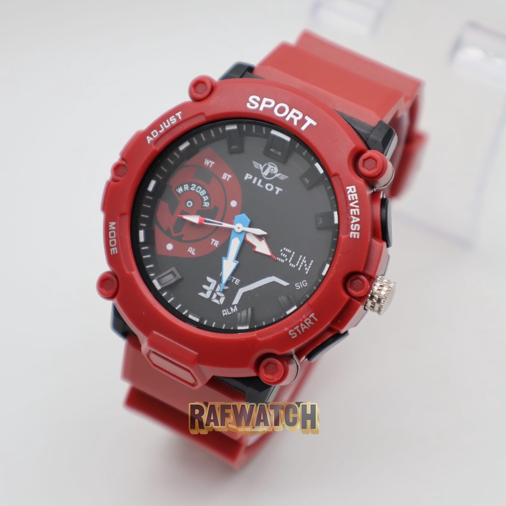 Jam Tangan Pria Analog Pilot PLT1 Sport Tali Rubber Tahan Air