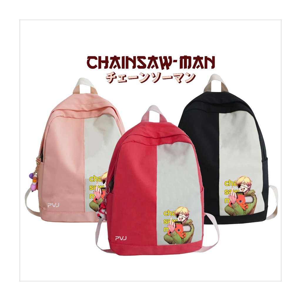PVJ - Tas Anime Chainsaw Man Denji Ransel Anak Sekolah Laki Laki dan Perempuan