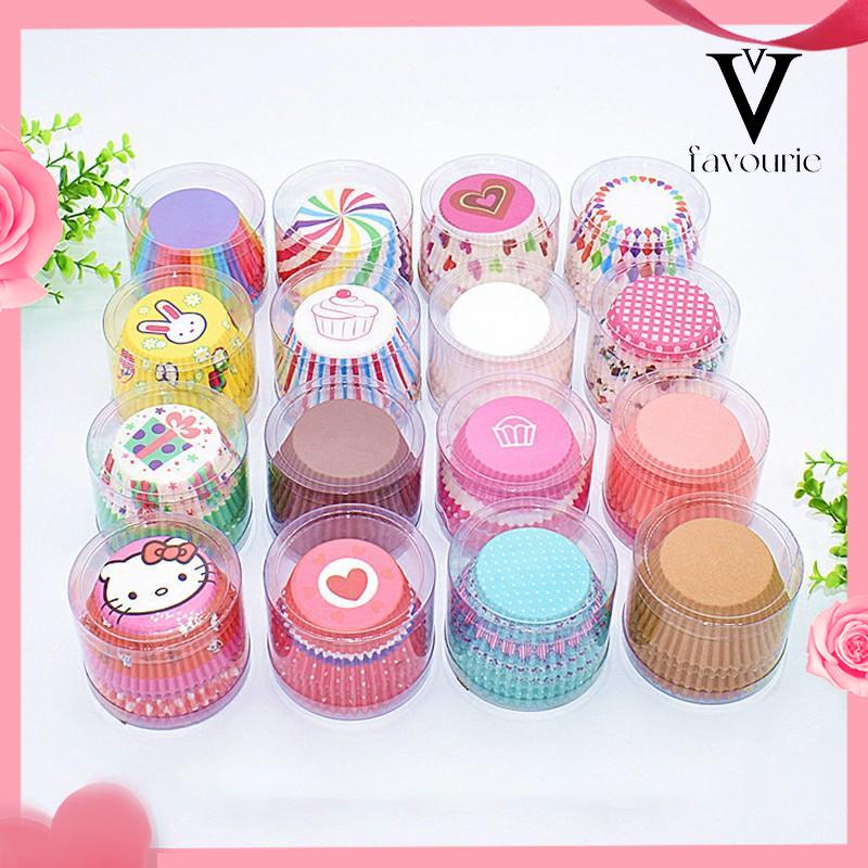 COD100 Pcs Muffin Warna-warni Cupcake Kertas Cangkir Kue Kotak Kue Cup Case Cup Cake Kertas Kue-FA