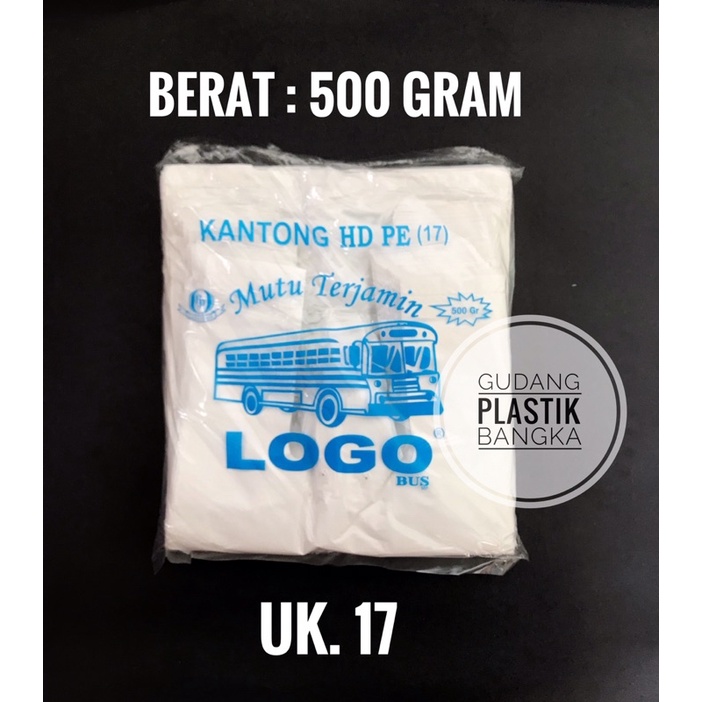 Kantong Plastik / Kresek HD PE OTO / LOGO Putih Uk. 17 / 24 / 28/ 35 / 40
