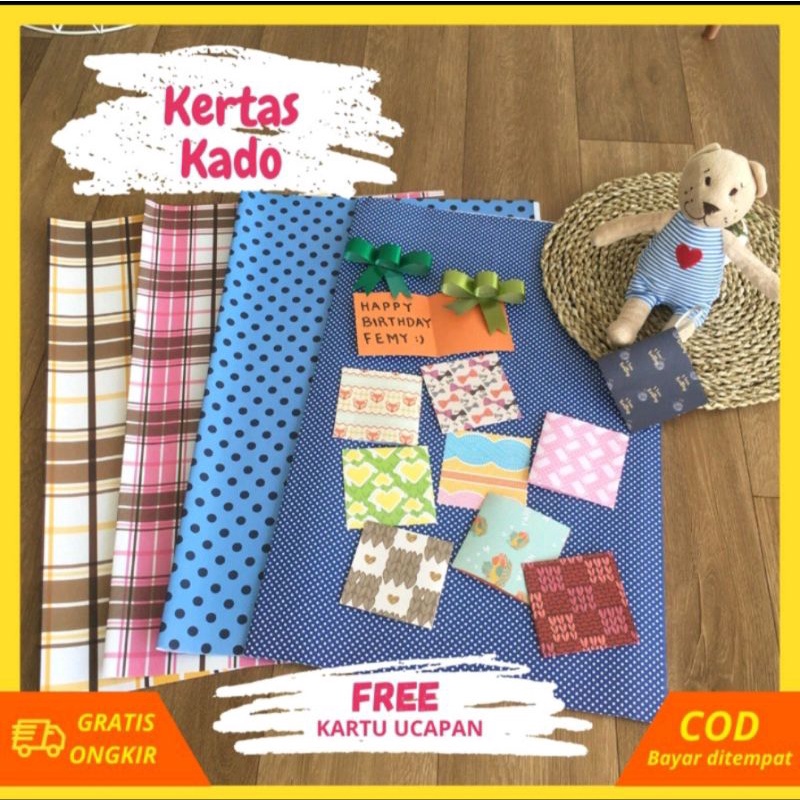 KERTAS KADO Free kartu ucapan (kartu diselipin di paket)