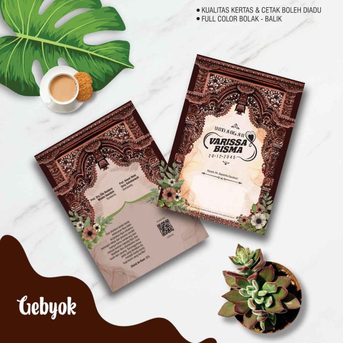 Blangko Undangan Kosong Pernikahan Motif Gebyok Jawa - Java Etnic Free Setting