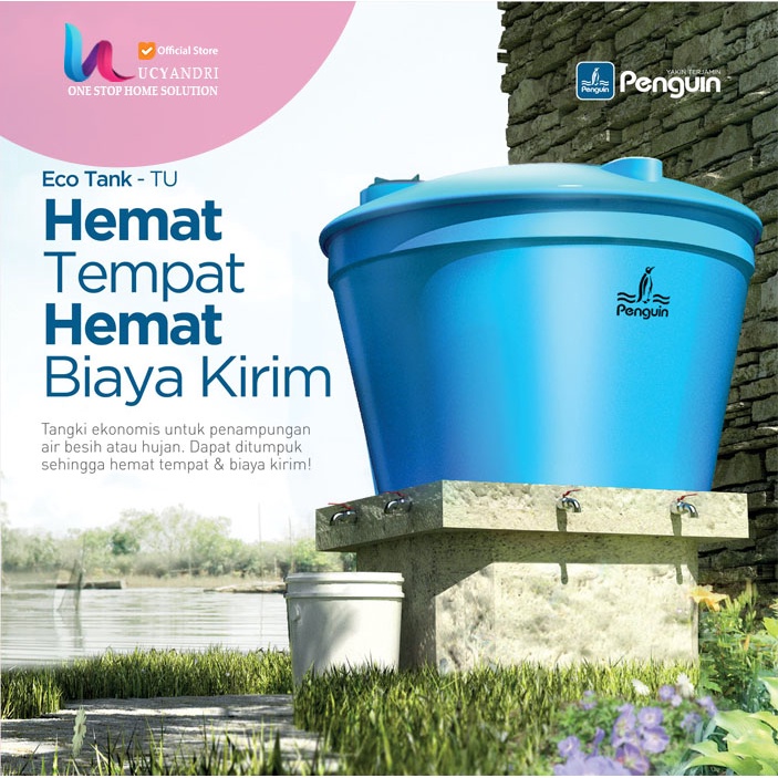 Tangki Air Penguin TU 100 Toren Air Plastik 1000 L Tandon Eco Tank ORI