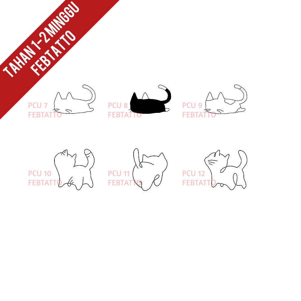 Tato Temporer tato kucing stiker Tatto - PCU 7-12