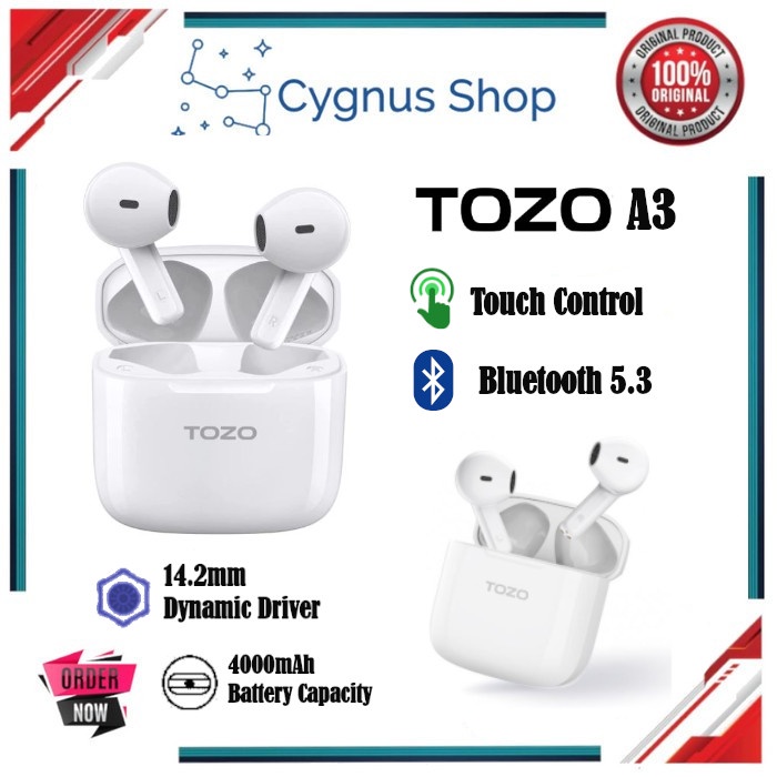 TOZO A3 TWS Stereo Headset Wireless Earbuds Lightweight Bluetooth