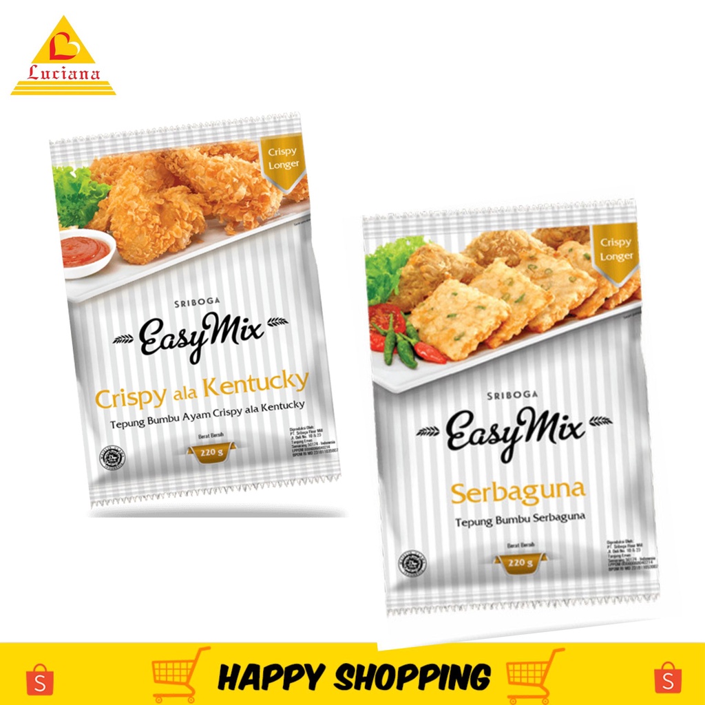 Tepung Bumbu Premix Sriboga Japanese Tempura, Pisang Goreng, Ayam Kentucky, dan Serbaguna Easymix