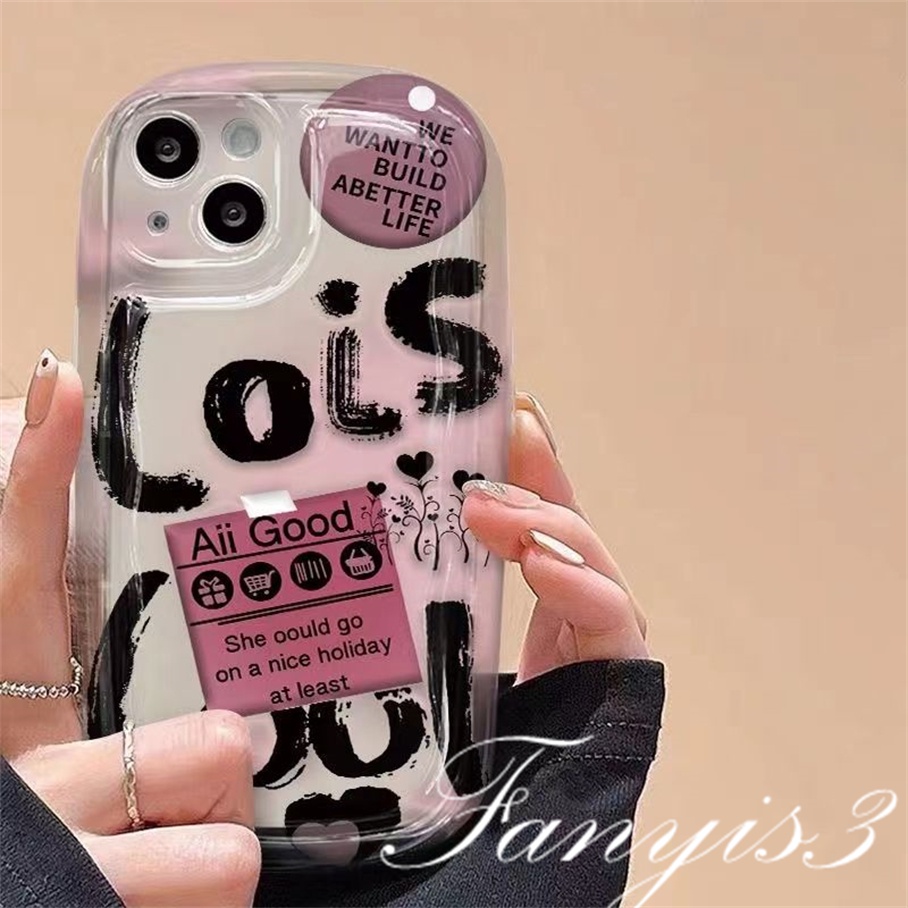 Compatible For IPhone 14 13 12 11 Pro Max X XR Xs Max 8 7 Plus SE 2020 Kompatibel Untuk Ins Huruf Inggris Graffiti Phone Case Bening TPU Lembut Cover Pelindung