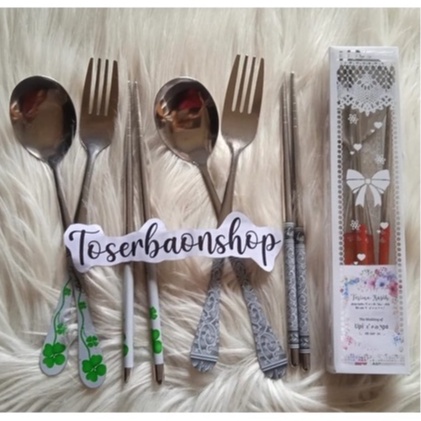 Souvenir pernikahan unik sendok stainless bermotif sakura korea