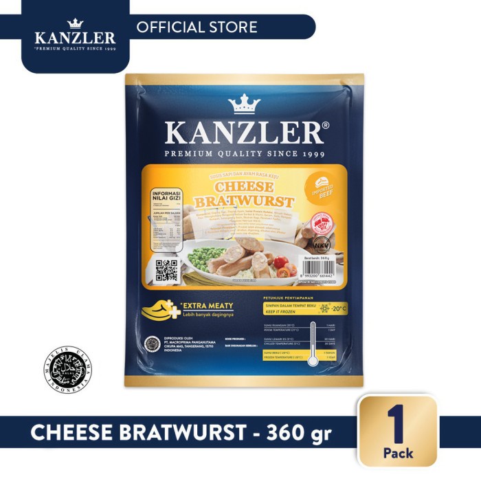 

Kanzler Cheese Bratwurst 360gr [ KHUSUS SUMBAR ]