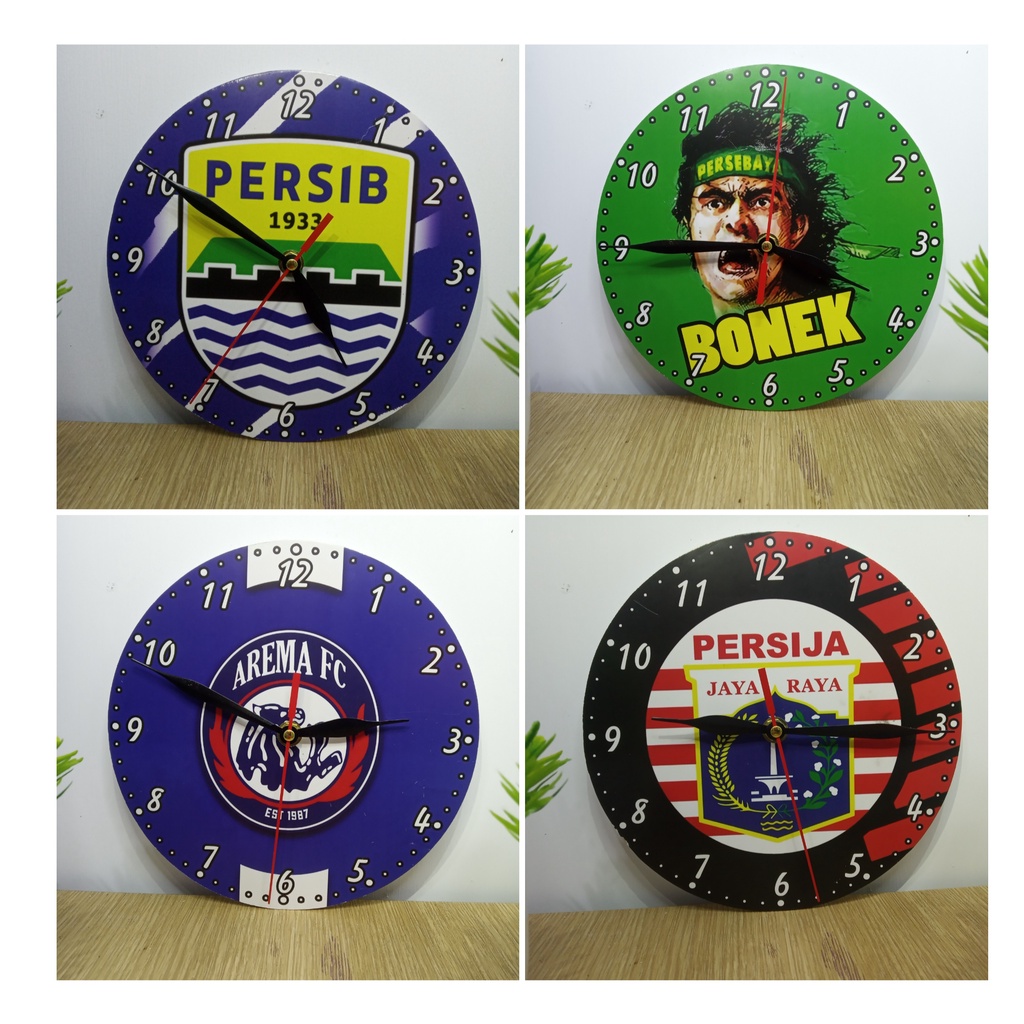 JAM DINDING KAYU GAMBAR KLUB BOLA MURAH ELEGANT