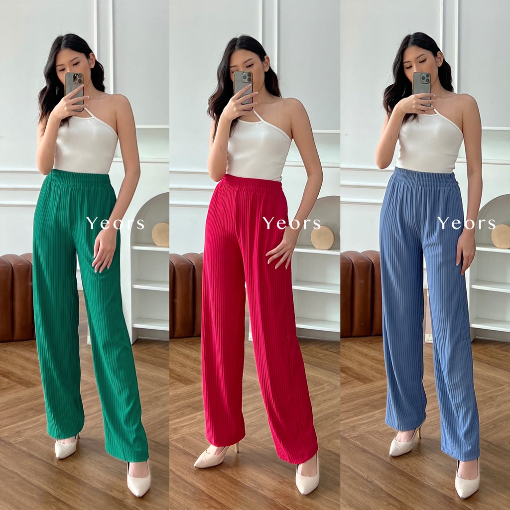 Yeors - Celana Murah Berkualitas Kulot Rib Knit Premium - Long Cullote Sierra Pants - Korean Loose Pants Trousers Wanita - Loungewear - Celana Kulot Jumbo XL Perempuan Murah Berkualitas