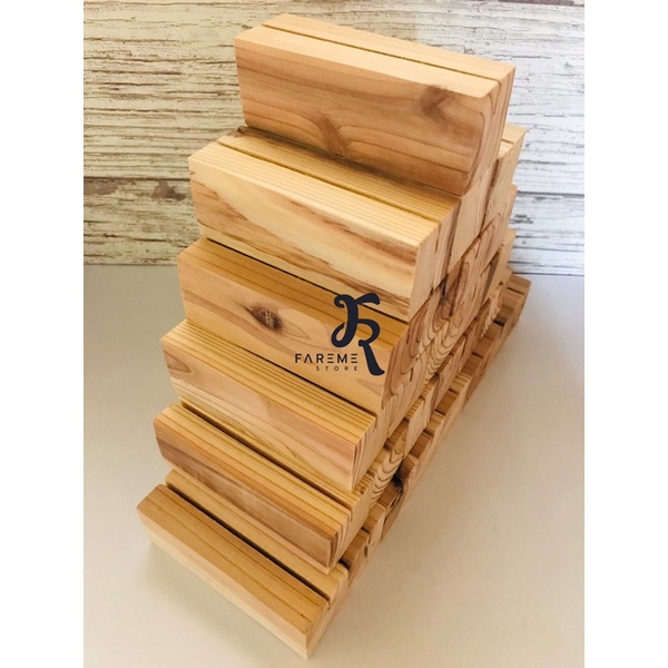 READY Stand Wood Holder Acrylic Vinyl Ukuran 10 x 3,5 x 2 cm / Dudukan Kayu Jati Berkualitas Finishing Rapi for Akrilik / Piringan Hitam / Wooden Stand Easel Canvas