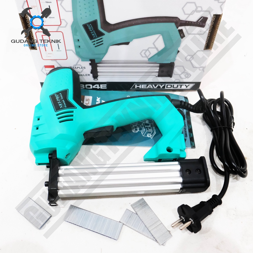 Mesin Staples Paku Tembak LISTRIK F304E NRT PRO / Elektrik Electric Nailer Staples Stapler Gun F 304 NRT